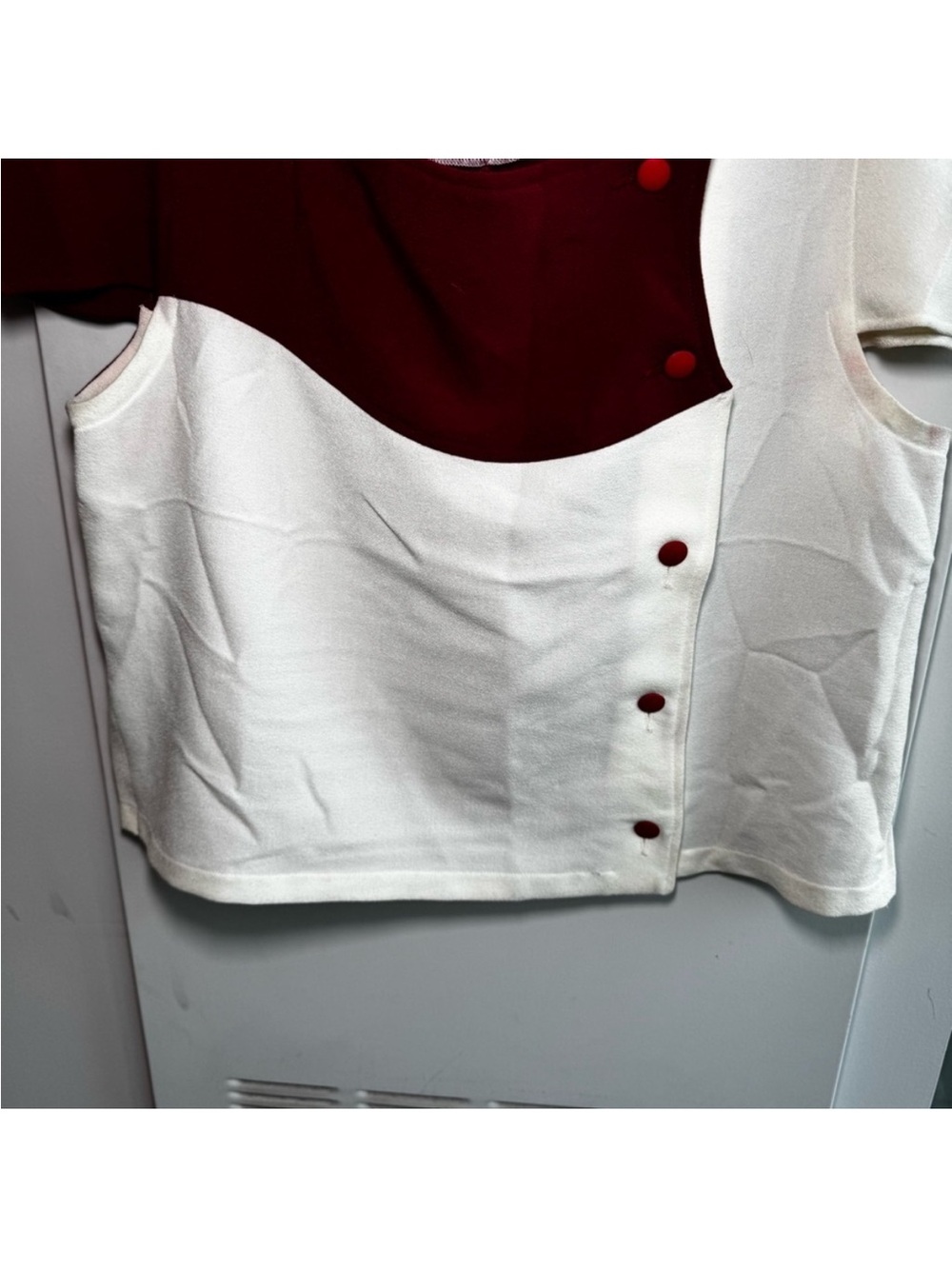 Vintage Valerie Villacampa Paris Color Block Asymmetric Button Top - Picture 3 of 5